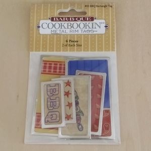 5/$20 BBQ Cookbookin' Rectangle Metal Rim Tags 6Pc